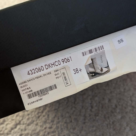 Gucci Marmont White Leather Logo Pearl Heel Embellished Ankle Boots, size US 8.5 - Picture 11 of 11